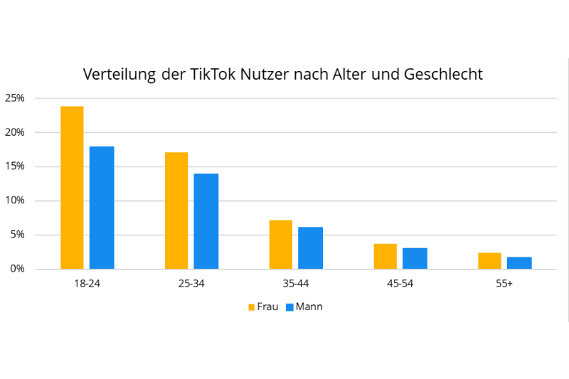 Eine Grafik, welche die Geschlechterverteilung der TikTok Nutzer zeigt.